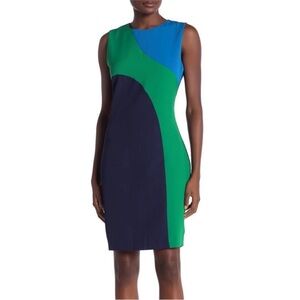 NWT Neiman Marcus Colorblock Shift Dress 60s 70s Professional Business Work
